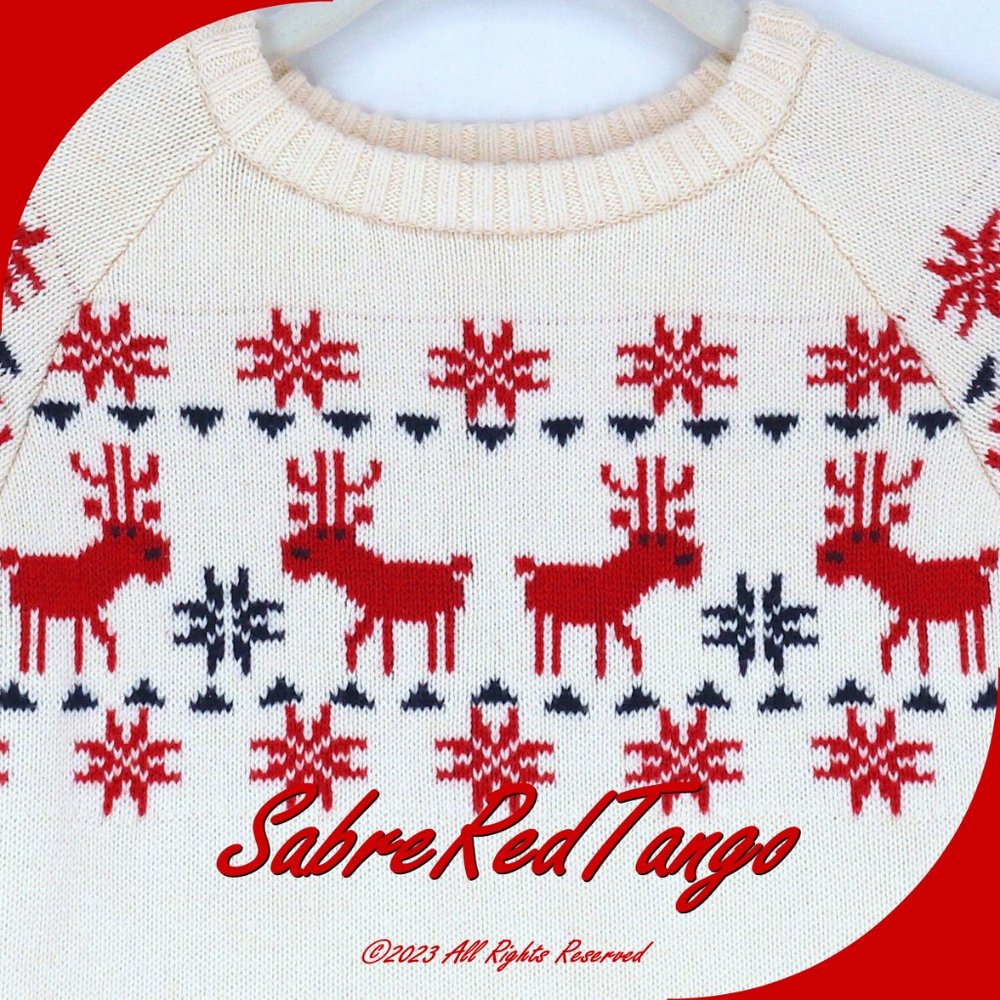 NWT Hanna Andersson Holiday Sweater Dear Deer 130 8 - Picture 2 of 3